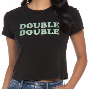 IN-N-OUT “DOUBLE DOUBLE”BLACK CROPPED TEE !